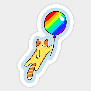 Rainbow Balloon Tabby Cat Sticker